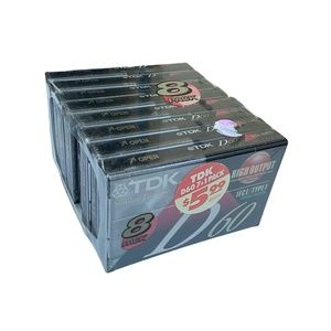 TDK D60 Blank Audio Cassette High Output IECI/TYPE I 8-Pack Made in Japan NEW
